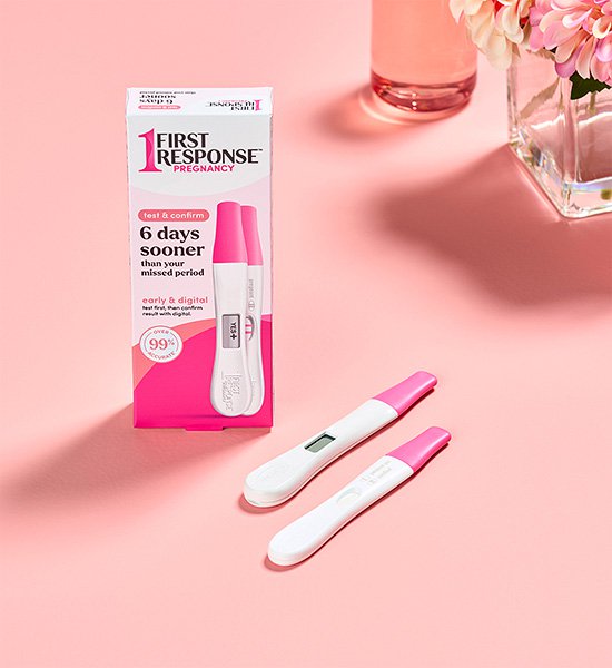 First Response Test and Confirm Pregnancy Test sticks.